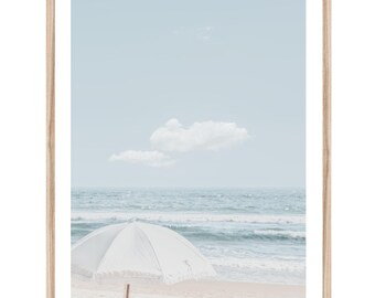 Coastal Wall Art, Beach Photography Prints, Large Wall Art, Pastel Beach Print, Beach Umbrella Art, Coastal Prints, Unframed Art Print