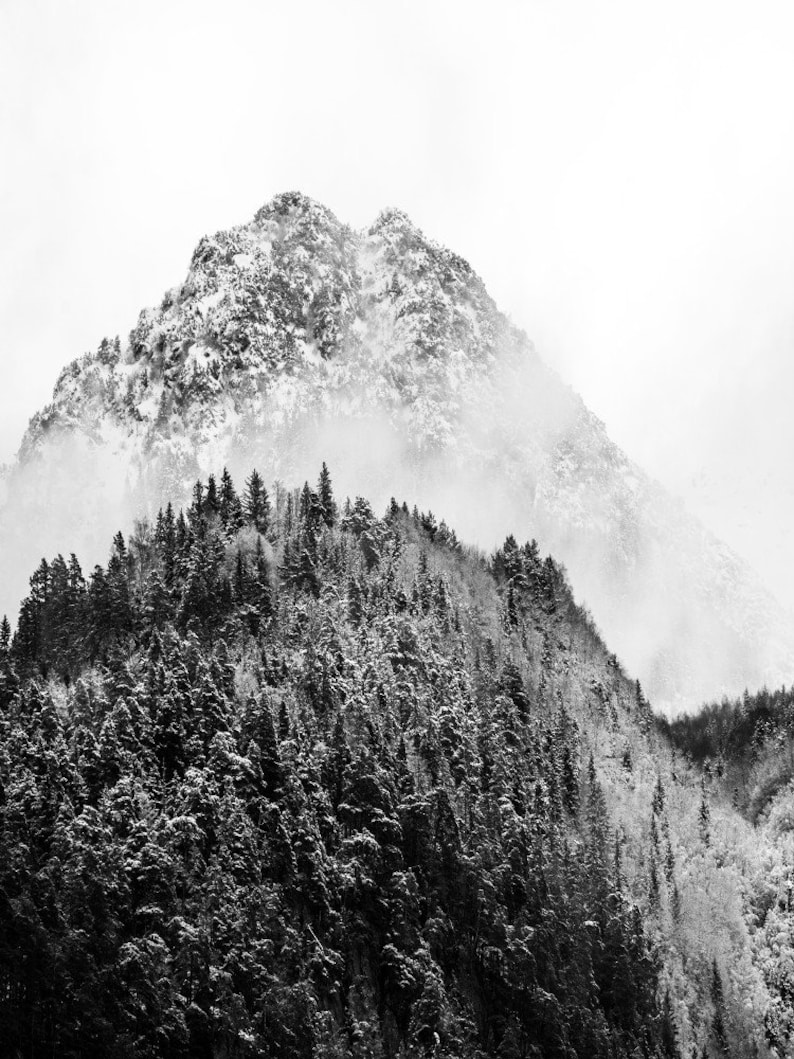 Mountain Wall Art, Set of 6 Prints, Mountain Photography Prints, Black and White Wall Art Prints, Nature Art, Landscape Posters image 2