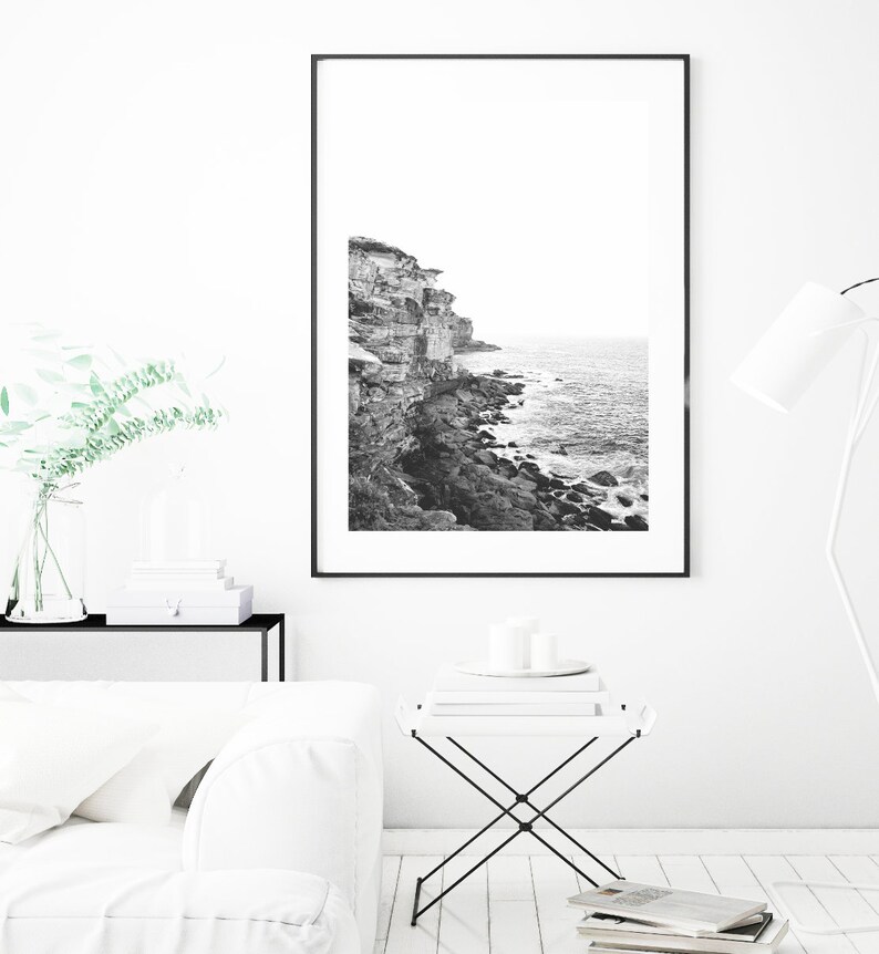 Coastal Wall Art Black and White Ocean Print Ocean Etsy