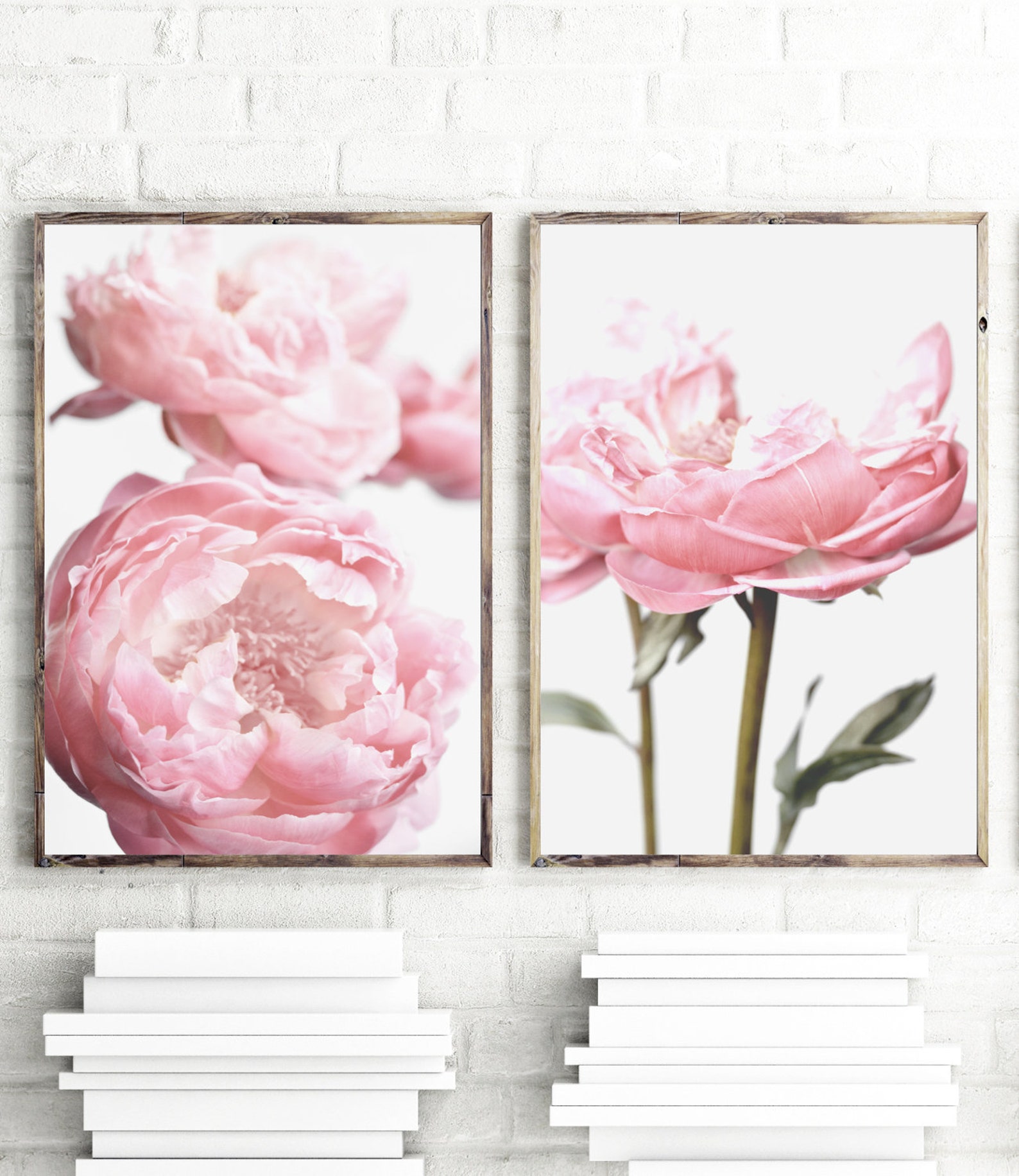 Peony Wall Art Set of 2 Flower Wall Art Large Wall Art Etsy