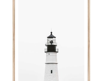 Lighthouse Print, Coastal Wall Art, Large Wall Art, Lighthouse Photography Prints, Nautical Prints, Black & White Art, FRAMED Art Print