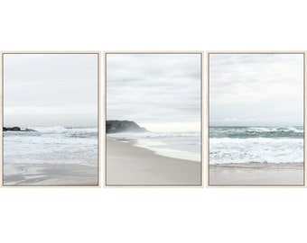 Set of 3 Prints, Coastal Wall Art, Large Wall Art Prints, Beach Photography Prints, Ocean Print Set, Beach Wall Art, Pastel Wall Decor
