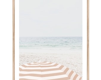 Coastal Wall Art, Beach Photography Prints, Extra Large Wall Art, Beach Print, Beach Umbrella Art, Coastal Prints, Unframed Art Print