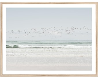 Beach Photography Print, Extra Large Pastel Coastal Wall Art for Living Room, Bedroom or Hallway (Unframed Print)