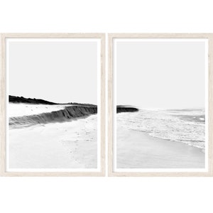 Coastal Wall Art, Set of 2 Prints, Extra Large Wall Art Prints, Minimalist Beach Wall Art, Black and White Photography, Beach Prints