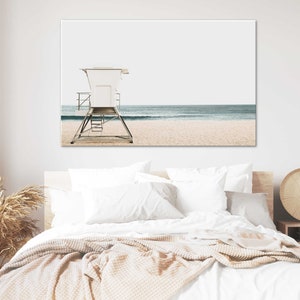 Lifeguard Tower Beach Canvas Print, Coastal Photography, Oversized Wall Art image 2
