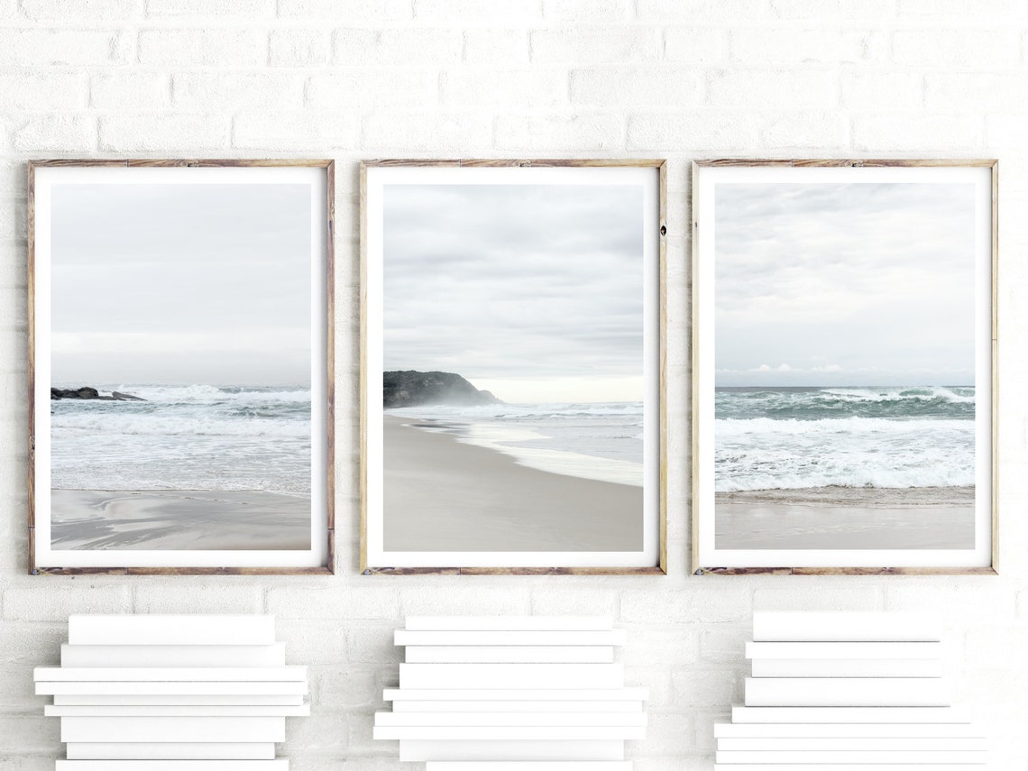 Set of 3 Prints Coastal Wall Art Large Wall Art Prints Etsy