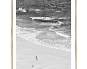 Beach Photography Print | Black and White Surf Poster | Extra Large Coastal Wall Art (Unframed)
