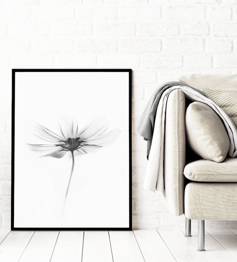 Flower Wall Art Black and White Wall Art Printable Wall Art Etsy