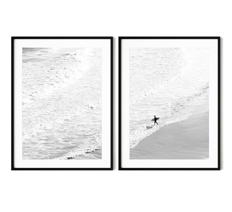 Surf Poster Set of 2 Prints Large Wall Art Prints Black and Etsy