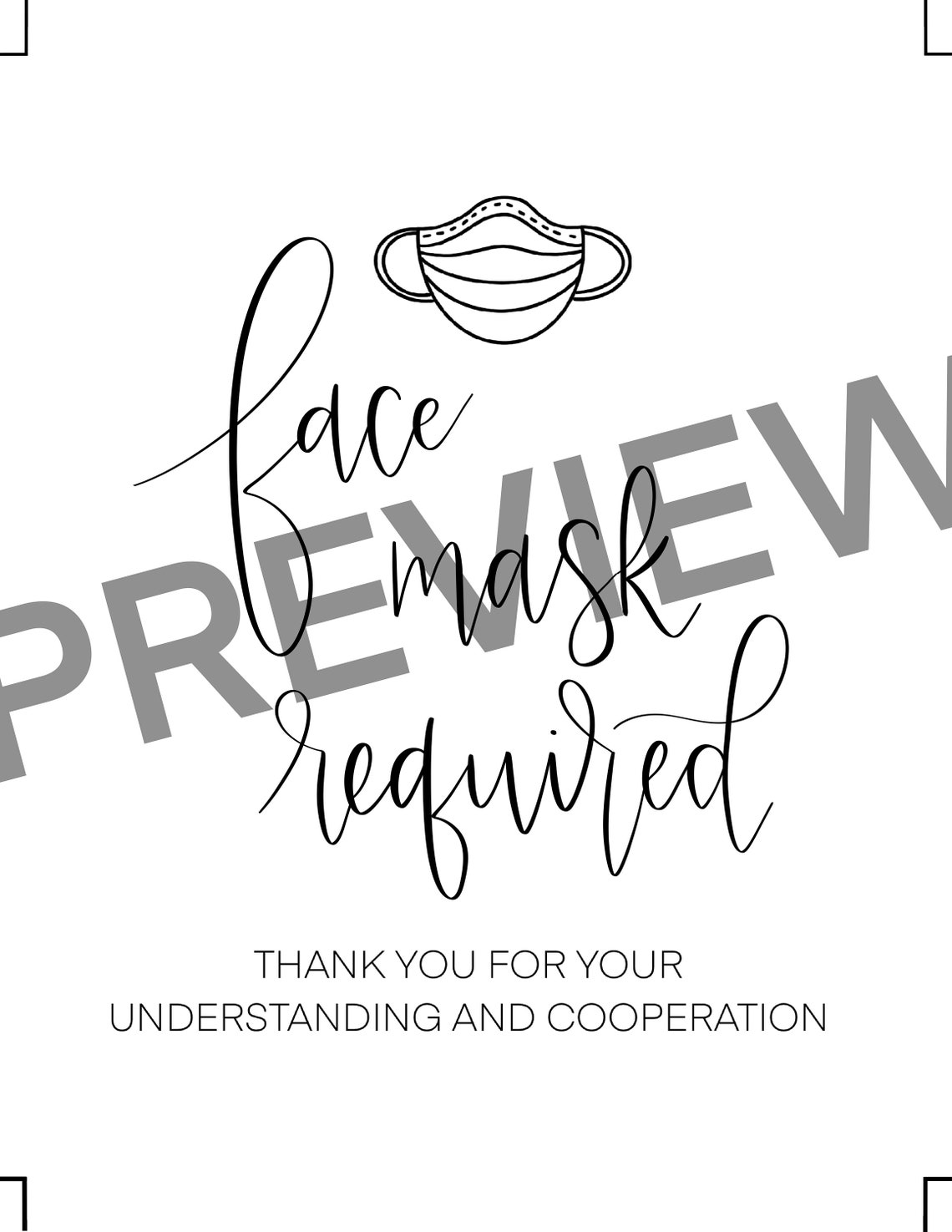 Face Mask Required Sign 8x10 Hand Lettered Digital Printable | Etsy
