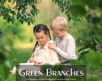 Superpositions de 120 branches vertes - superpositions de printemps - branches d'arbres - fond de printemps - feuilles vertes - jardin de printemps - PNG - superpositions Photoshop