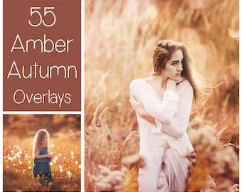 55 Amber Autumn Light Overlays - Autumn Bokeh Background  - Golden Shimmer - Fall Overlays - Light Leaks Overlays  - Dreamy Autumn Effects
