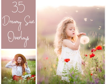 35 Dreamy Spring Sun Overlays  - Sun Light Overlays - Photoshop Overlays - Sunshine Overlays - Dreamy Light PS Overlays - Sun Ball Overlays