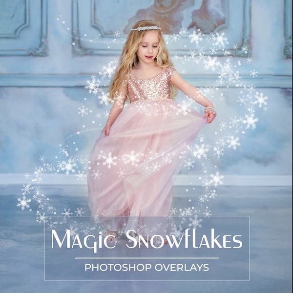 35 Magic Snowflakes Overlays - Christmas Overlays - Sparkle - Snow - Bokeh - Winter Background - Snow Background - PNG - Photoshop Overlays