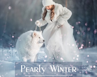 95 Pearly Winter Overlays - Winter Bokeh Overlays - Glitter Overlays - Light Overlays - Light Leaks Overlays  - Dreamy Winter Background
