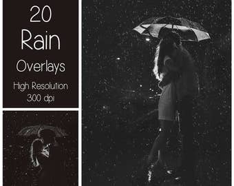 20 Rain Overlays - Rain Textures - Rain Photoshop Overlays - Raindrop - Autumn - Rainy Weather - Photography Overlay - Photoshop Texture