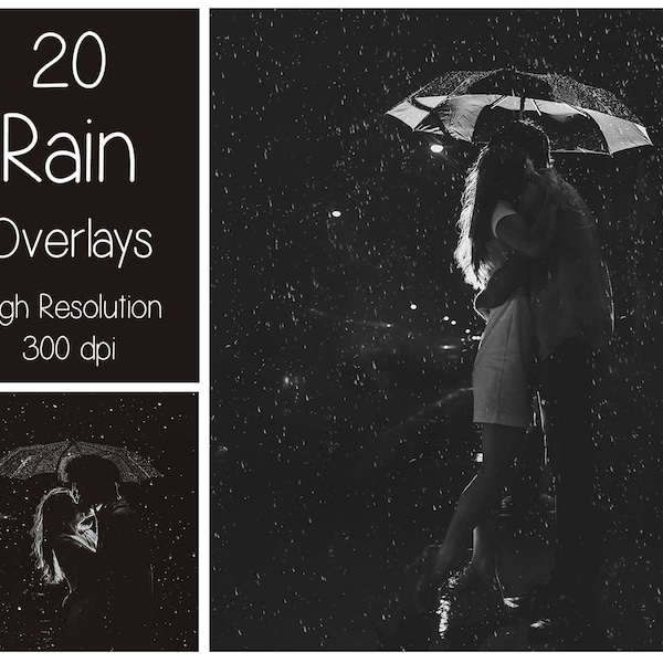 20 Rain Overlays - Rain Textures - Rain Photoshop Overlays - Raindrop - Autumn - Rainy Weather - Photography Overlay - Photoshop Texture