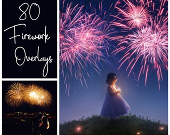 80+ Firework Overlays - Holiday Overlays - Sky Overlays - Sky Show - Festive Firework - Sparkle - Sky Lights - New Year - Digital Backdrop