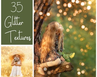 35 Glitter Textures - Glitter Overlays  - Shimmer Textures - Christmas Overlays - Gold Bokeh - Holiday Lights - Shine  - Sparkle Overlays