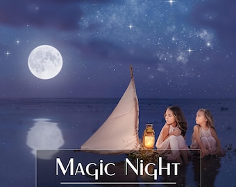 126 Magic Night Overlays - Starry Skies - Moon - Planets - Zodiac - Constellations - Photoshop Overlays - Stars - PNG