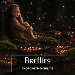 150 Gold Firefly Overlays - Sparkle Fairy Lights - Summer Bugs