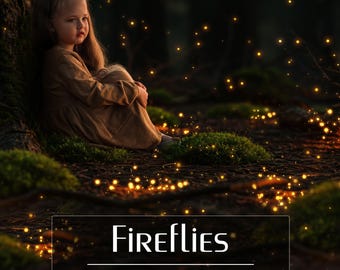 150 Gold Firefly Overlays - Sparkle Fairy Lights - Summer Bugs