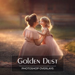 Golden Dust Overlays - Floating Dust - Subtle Dust - Gold Particles - Glitter - Light Leaks - Photoshop Overlay - JPEG