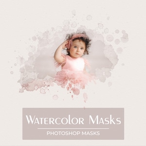 30 máscaras de retrato de acuarela - Máscaras de recorte - Superposiciones de acuarela - Pincel de acuarela - Marco PNG - Texturas de acuarela - Pinceles de Photoshop