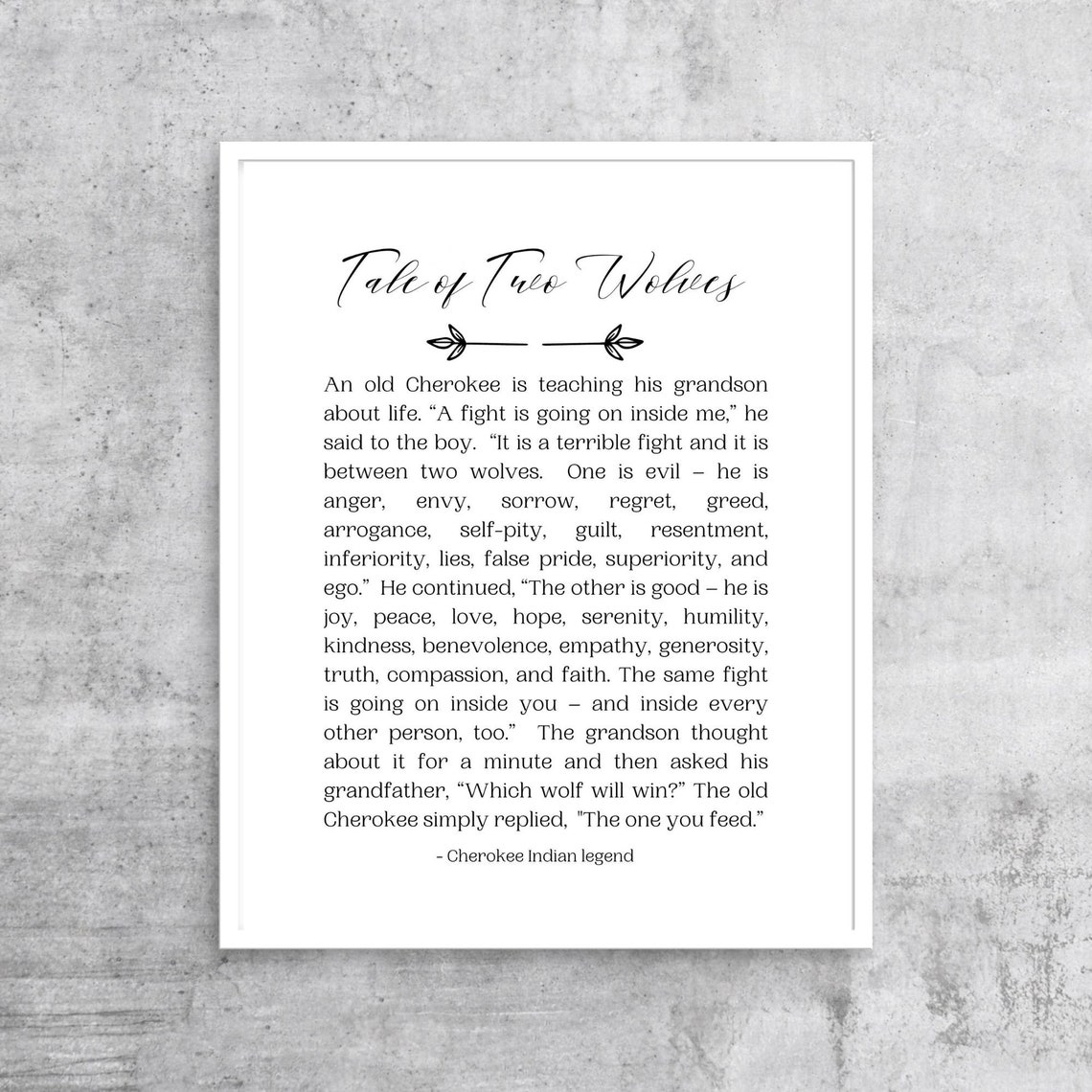 Tale of Two Wolves Sign Inspirational Quote Sign Native - Etsy