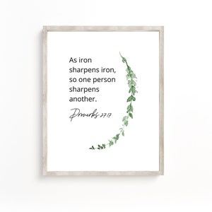 Proverbs 27:17 Christian art Printable Scripture Iron Sharpens Iron Scripture office Digital Dowload,Boys Room Art,Bible Verse Gift for men