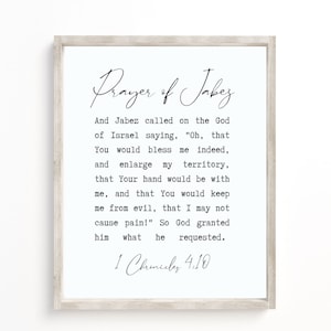 Prayer Of Jabez, 1 Chronicles 4:10, Scripture Wall Art, Christian Wall Art, Bible Verse Sign, Christian Gift, Scripture Artwork,Prayer Print