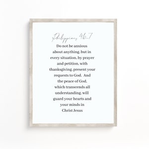Philippians 4:6-7  Do Not Be Anxious About Anything, Bible Verse Printable Wall Art, Scripture Print, Peace Quote, Beachouse Wall Art