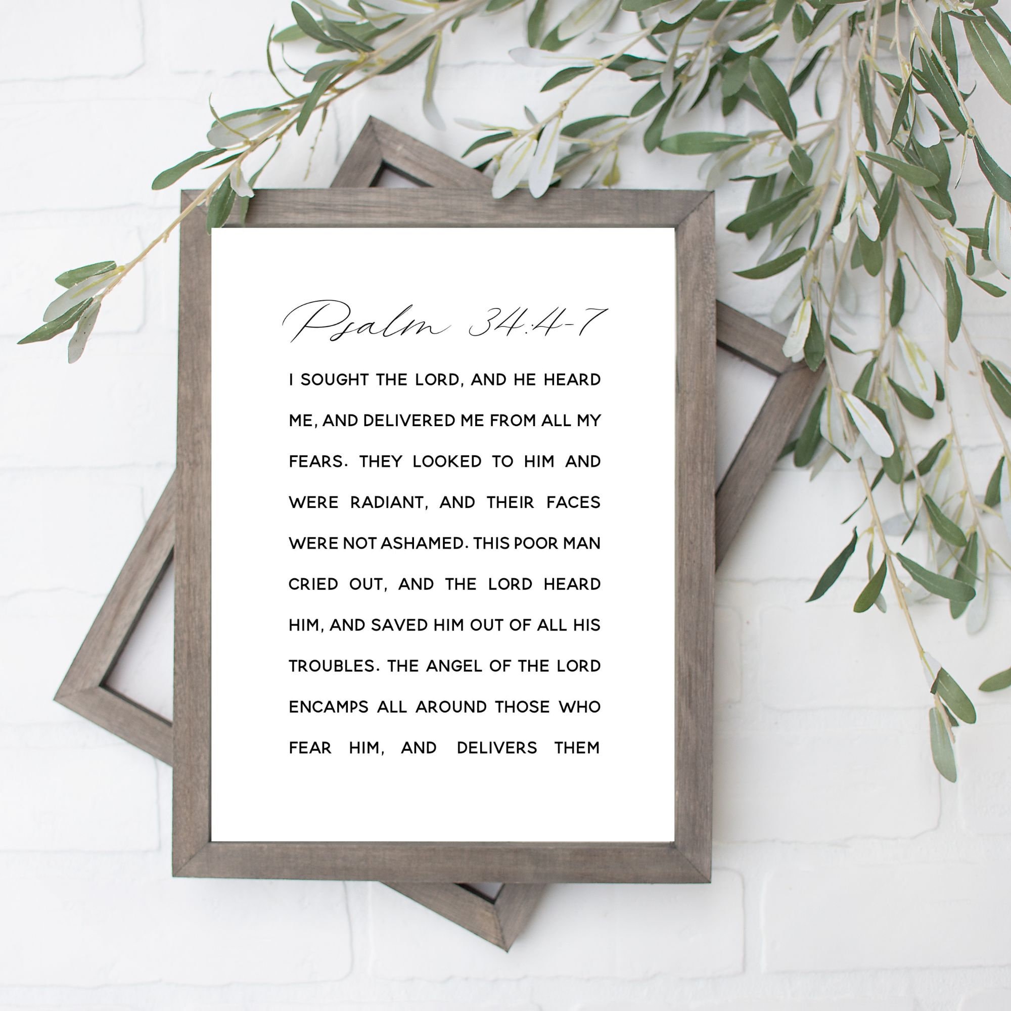 Psalm 34:4-7 I Sought the Lord Bible Verse Wall Art Print, Christian ...