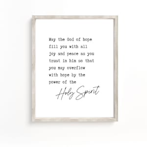 May the God of hope sign, Romans 15:13, Bible verse wall art , Modern Scripture, Scripture Print, Bible Verse Printable Art, Romans Print