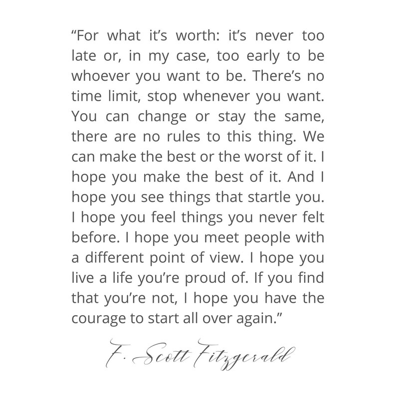 F Scott Fitzgerald Wall Art, for What It's Worth Quote, Inspirational