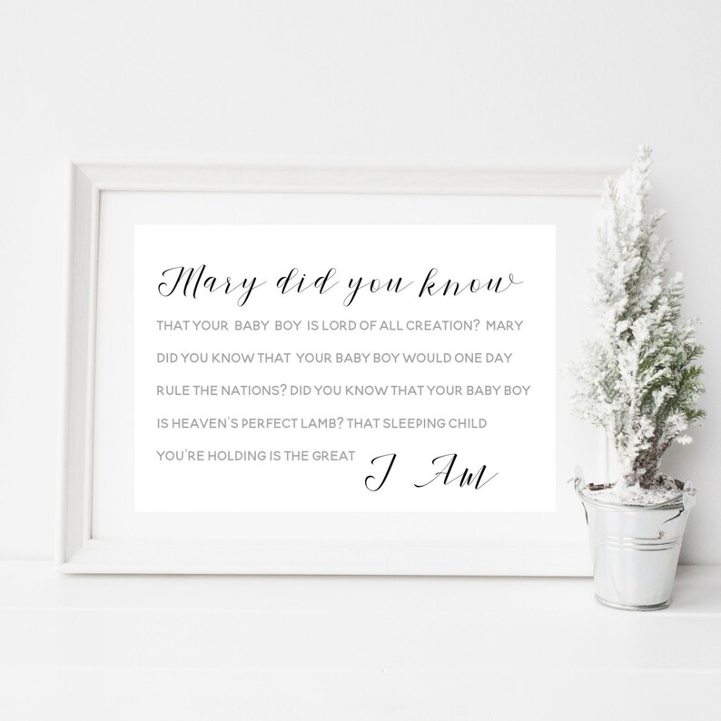 Mary Did You Know Christmas Print Xmas Print Baby Jesus - Etsy