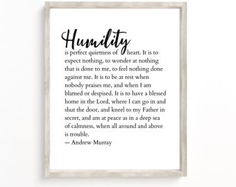 Humility Print, Andrew Murray, Scripture Art, Bible Verse Art, Christian Art, Scripture Typography, Mounted Scripture, Mounted Wall Art