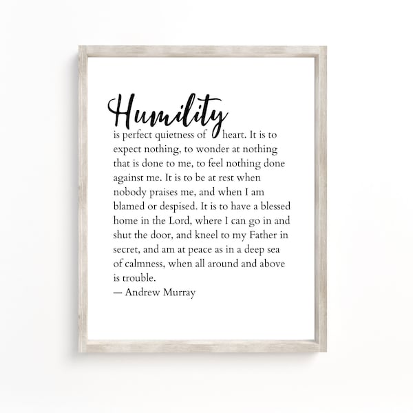 Humility Print, Andrew Murray, Scripture Art, Bible Verse Art, Christian Art, Scripture Typography, Mounted Scripture, Mounted Wall Art