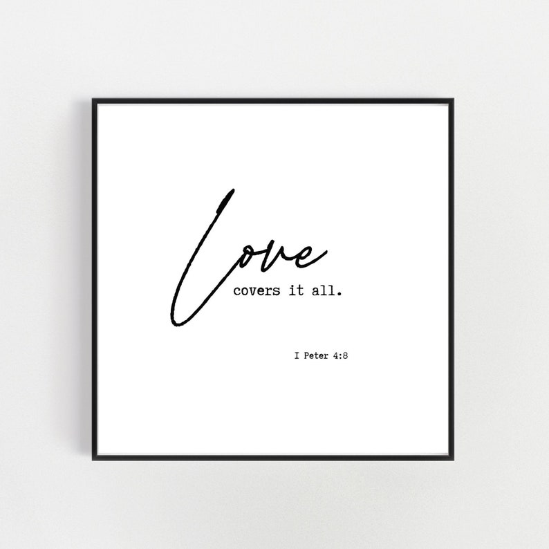 Love Covers It All 1 Peter 48 Christian Wall Decor Etsy
