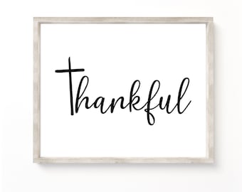 Thankful Cross Printable: Farmhouse Thanksgiving Decor (Digital Download)