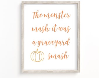 Monster Mash Halloween Print: Graveyard Smash Party Sign (Digital Download)