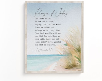 Prayer of Jabez Beach Print: Christian Scripture Wall Art (Digital Download)