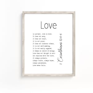 1 Korintiërs 13 4 Art, Love Chapter Print, christelijke muurkunst, christelijke minimalistische kunst,