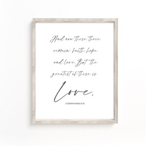 1 Korintiërs 13 Bijbelcitaat afdrukken bijbelverzen afdrukken bijbelse bruiloft afdrukbare kamer decor citaat vers schrift kunst aan de muur liefdesverzen