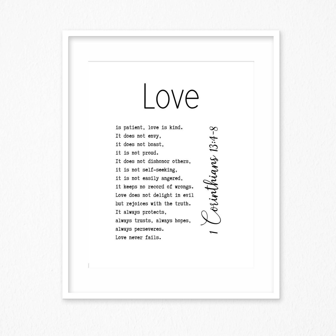 1 Corinthians 13 4 Art Love Chapter Print Christian Wall - Etsy