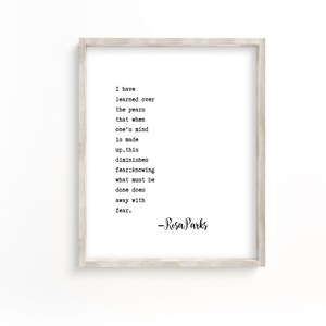 Rosa Parks Quote Print, Fear Quote Art, Equal Rights Art, Fear Print, Activist Art, Black History Art, Empowering Art, Civil Rights Print