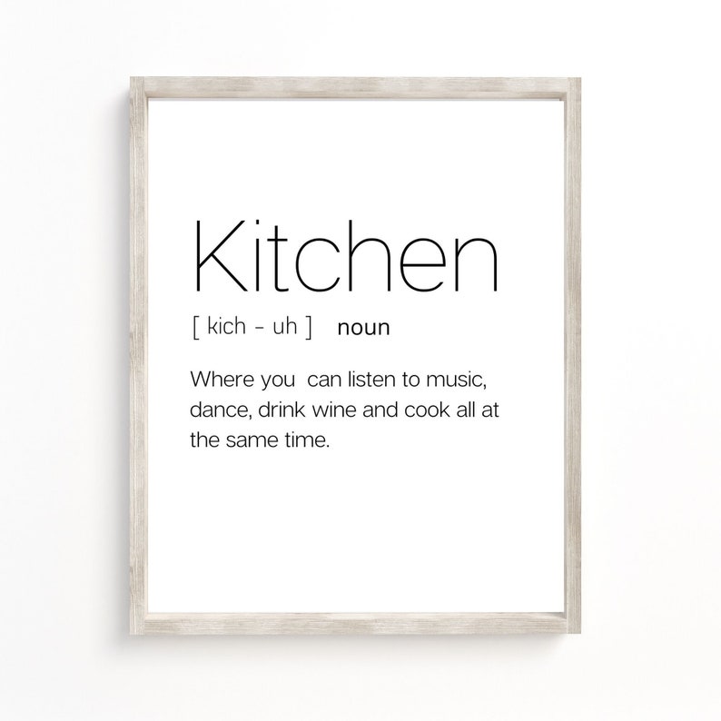 Kitchen Definition Print Minimalist Poster Definition Dictionary Print