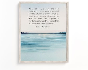 Rainer Maria Rilke Quote Ocean Watercolor Print (Digital Download)