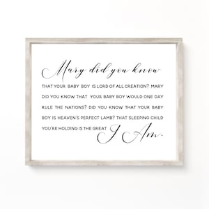 Mary did you know Christmas Print, Xmas print, Baby Jesus printable, Mary did you know that your baby boy download, Baby Jesus Christmas art
